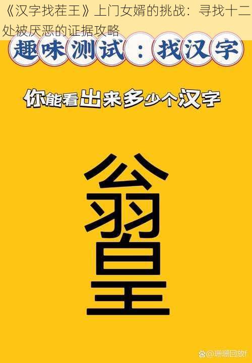 《汉字找茬王》上门女婿的挑战:寻找十二处被厌恶的证据攻略